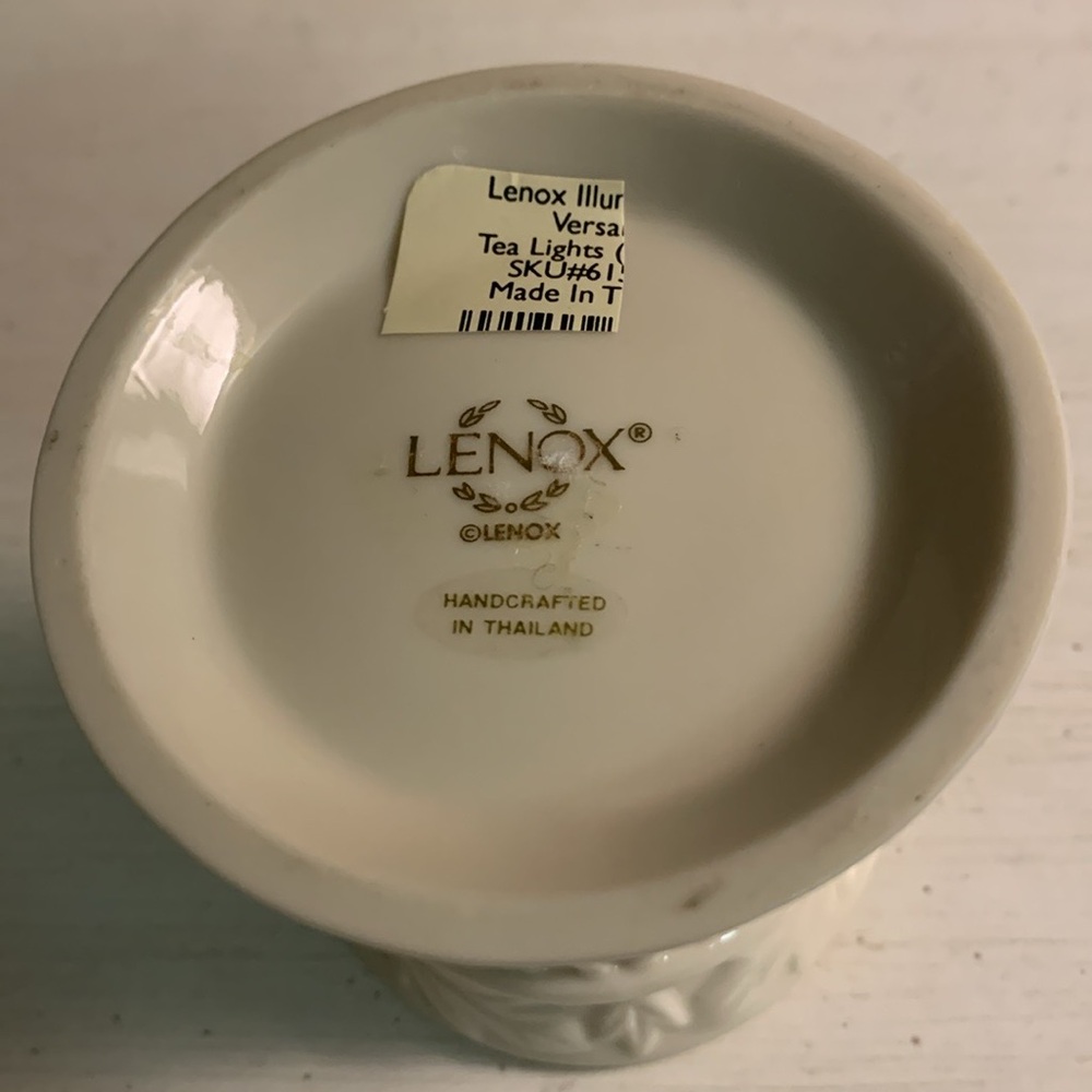 Lenox Cream and Gold Trim Candle Holder with Elegant Cutout Design - Picture 3 of 3